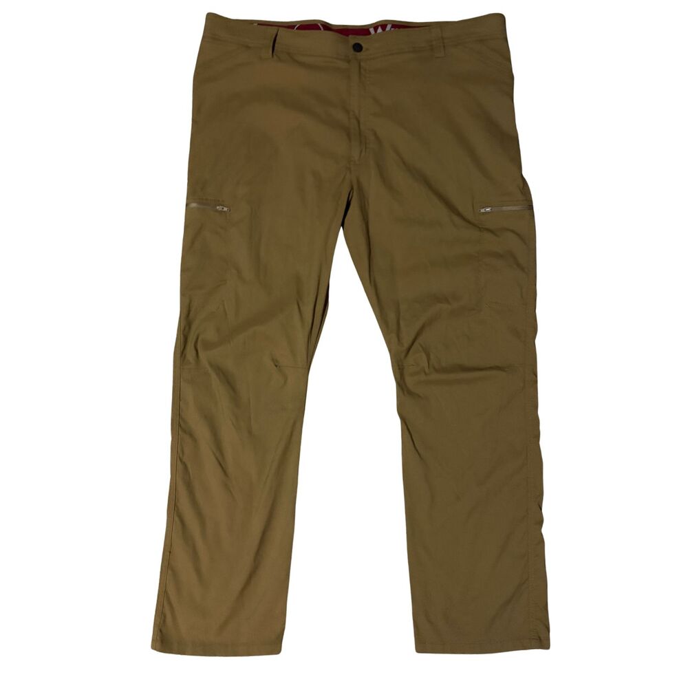 Wrangler Performance Cargo Pants Mens 42x30 Khaki Stretch Hiking Zip Pockets